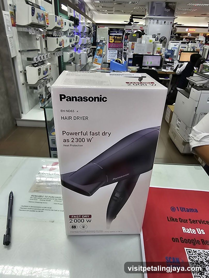 Panasonic Hair Dryer Display in Electronics Store