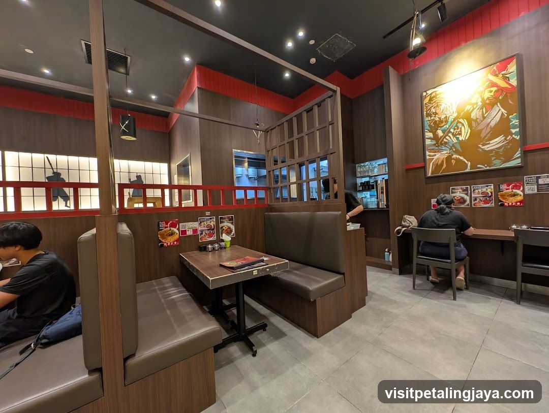Restaurant Interior with Booth Seating and Wall Art