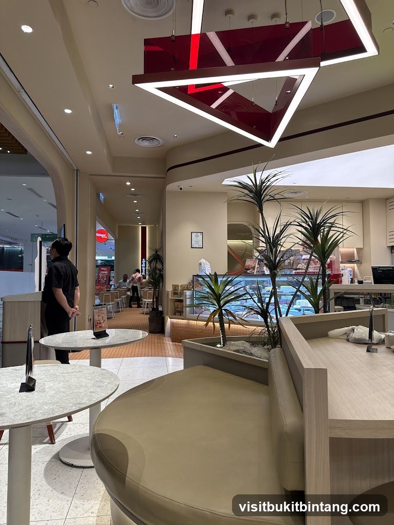 Cafe Interior with Seating and Display Case