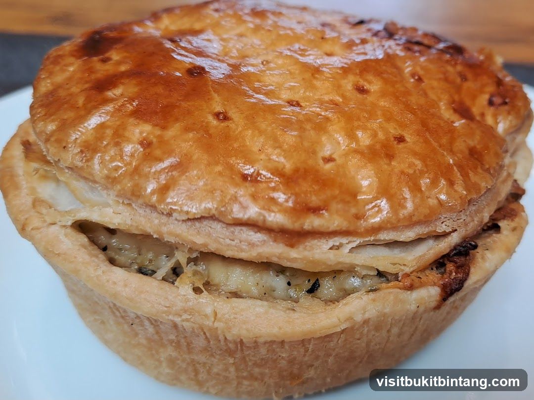 Golden-brown pie with flaky crust