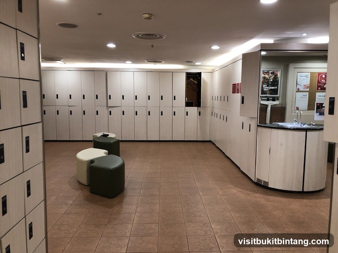 Locker Room with Stools and Information Board