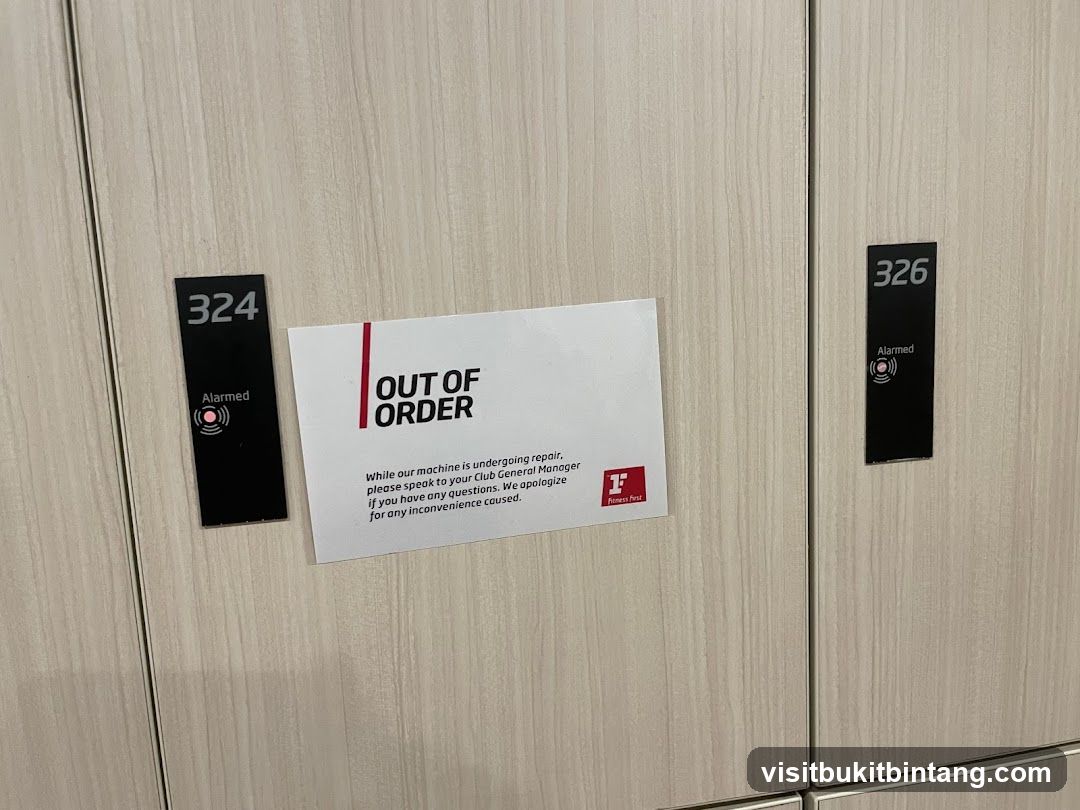Out of Order Sign on Lockers