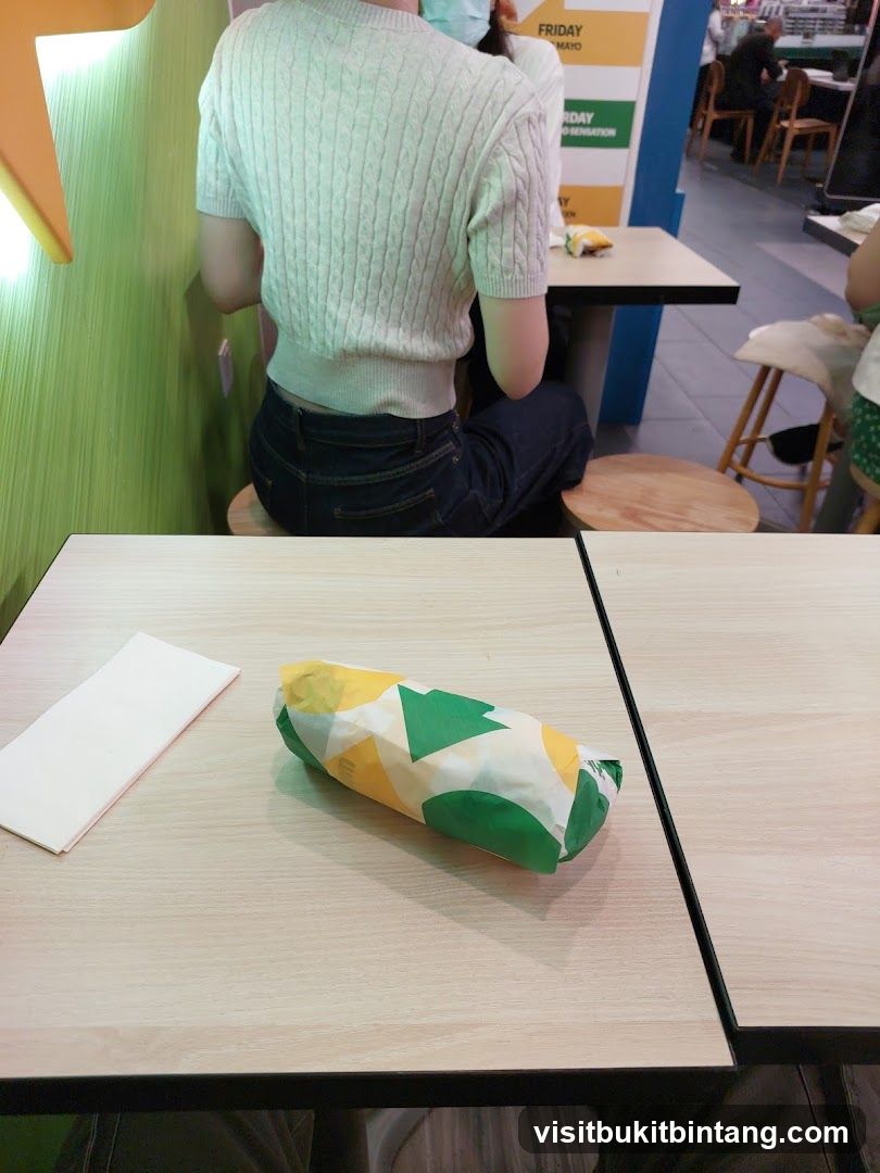 Subway Sandwich Wrapped in Branded Paper