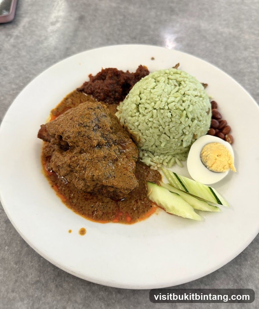 Nasi Lemak with Chicken Rendang