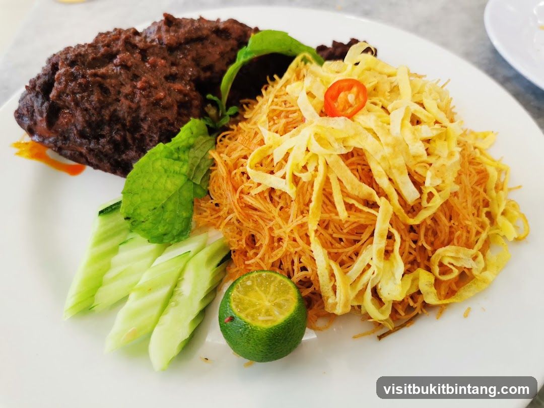 Rendang with Noodles and Garnish