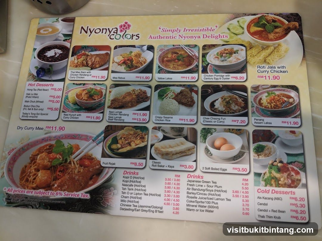 Nyonya Colors Menu