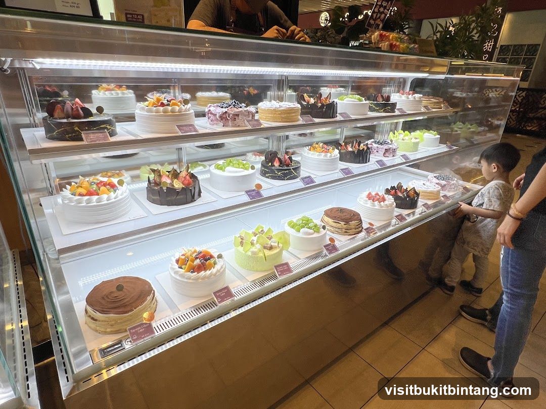 Cakes in a Display Case