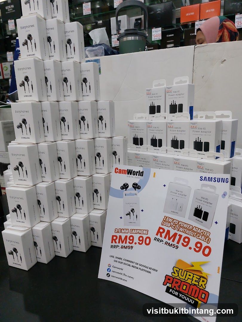 Promotional display for earphones and power adapters