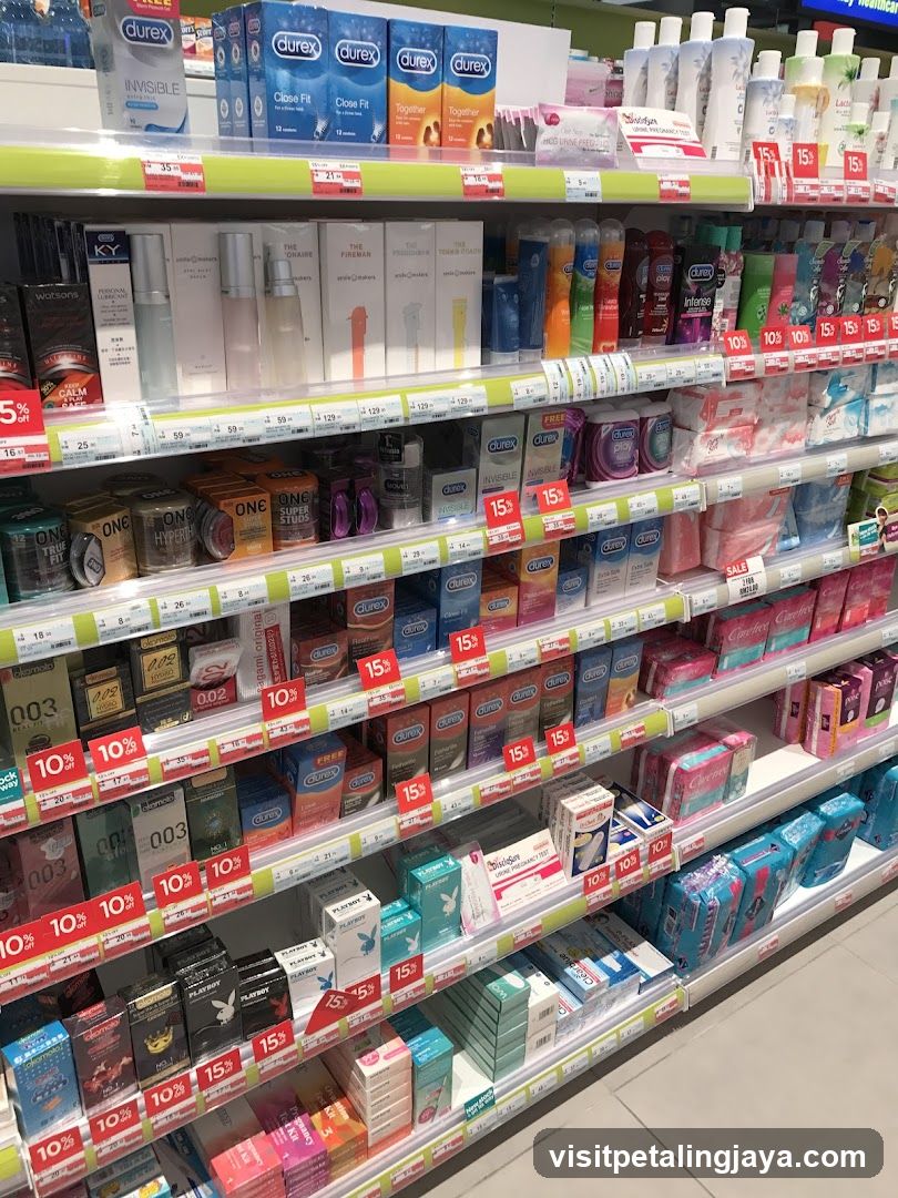 Aisle of personal care and hygiene products in a store