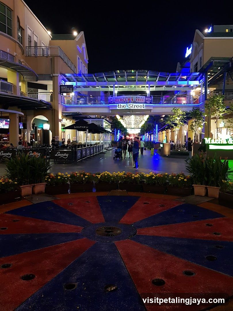 Nighttime Shopping Street Scene