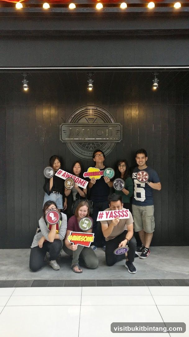 Group posing with props