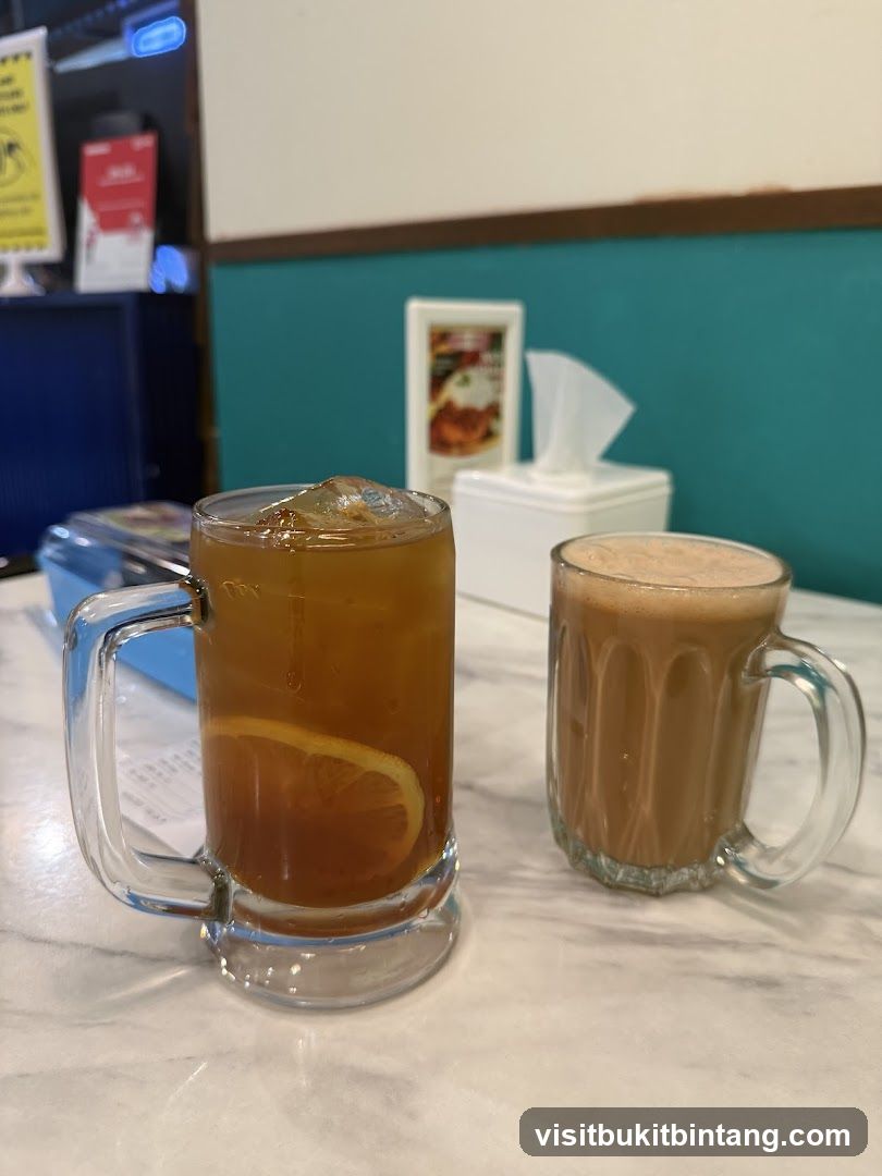 Two drinks on a table