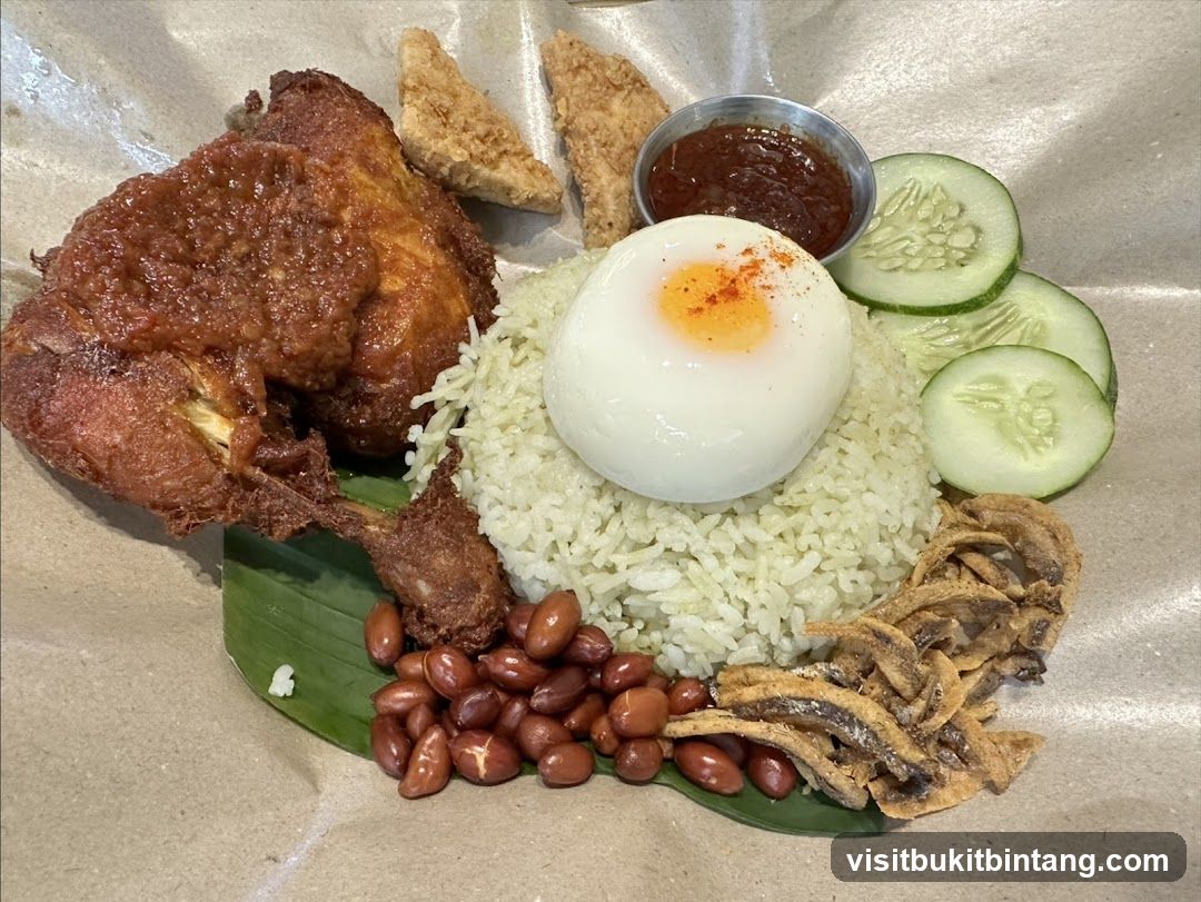 Nasi Lemak with Fried Chicken