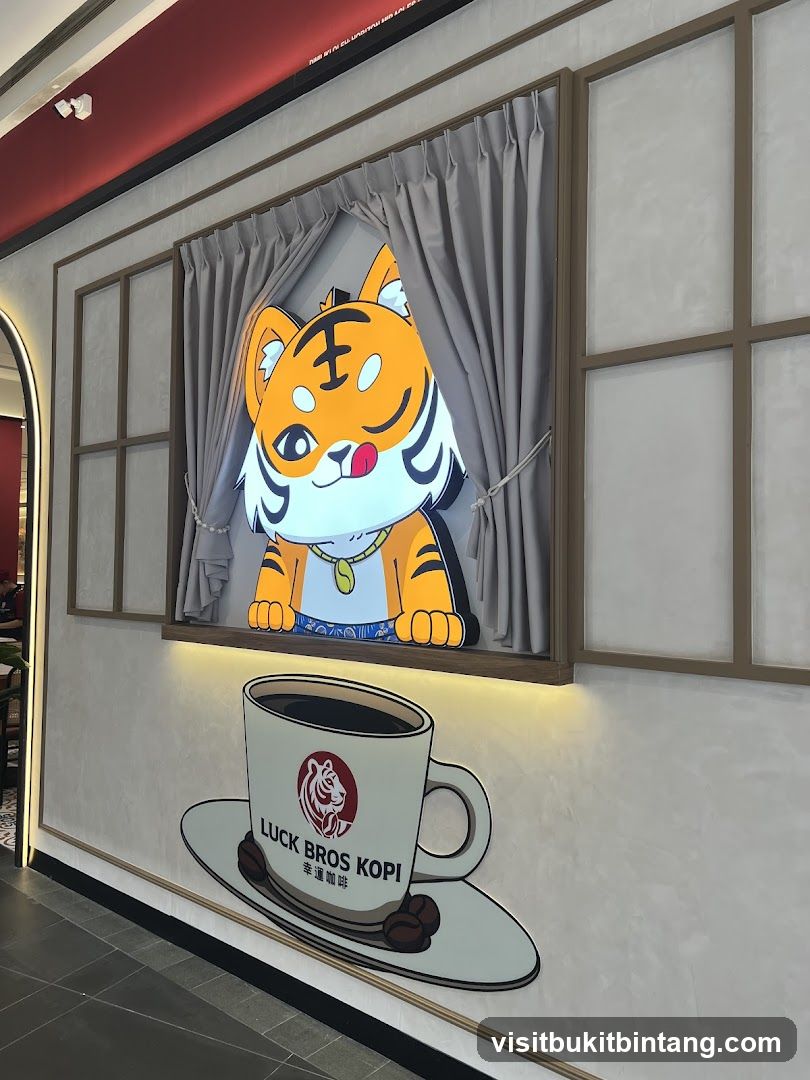 Cartoon Tiger and Coffee Cup Mural