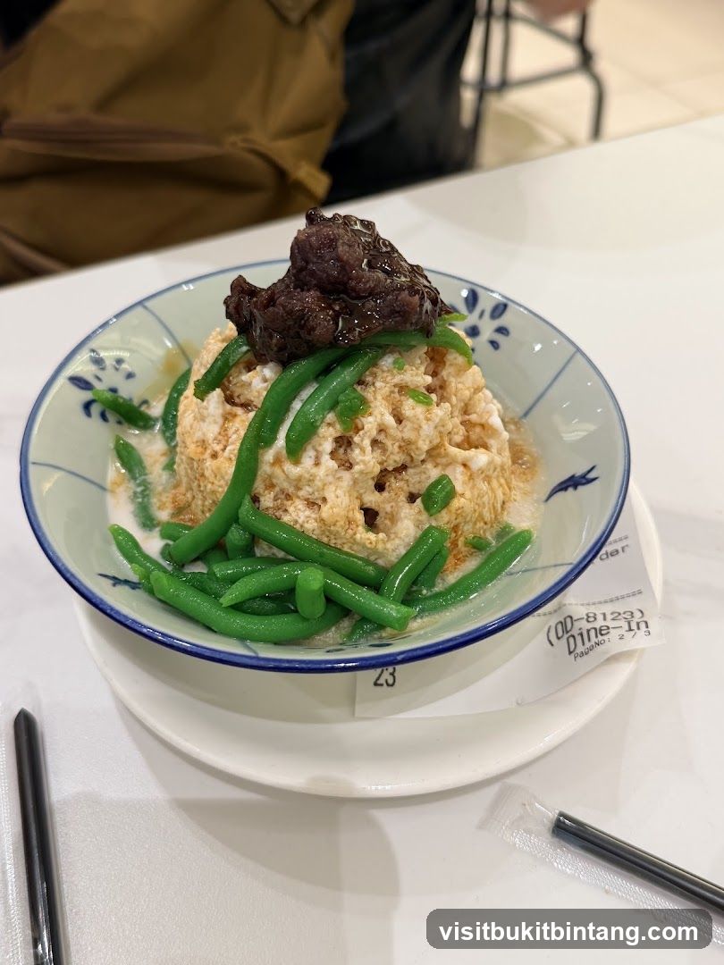 Dessert with Green Beans and Meat