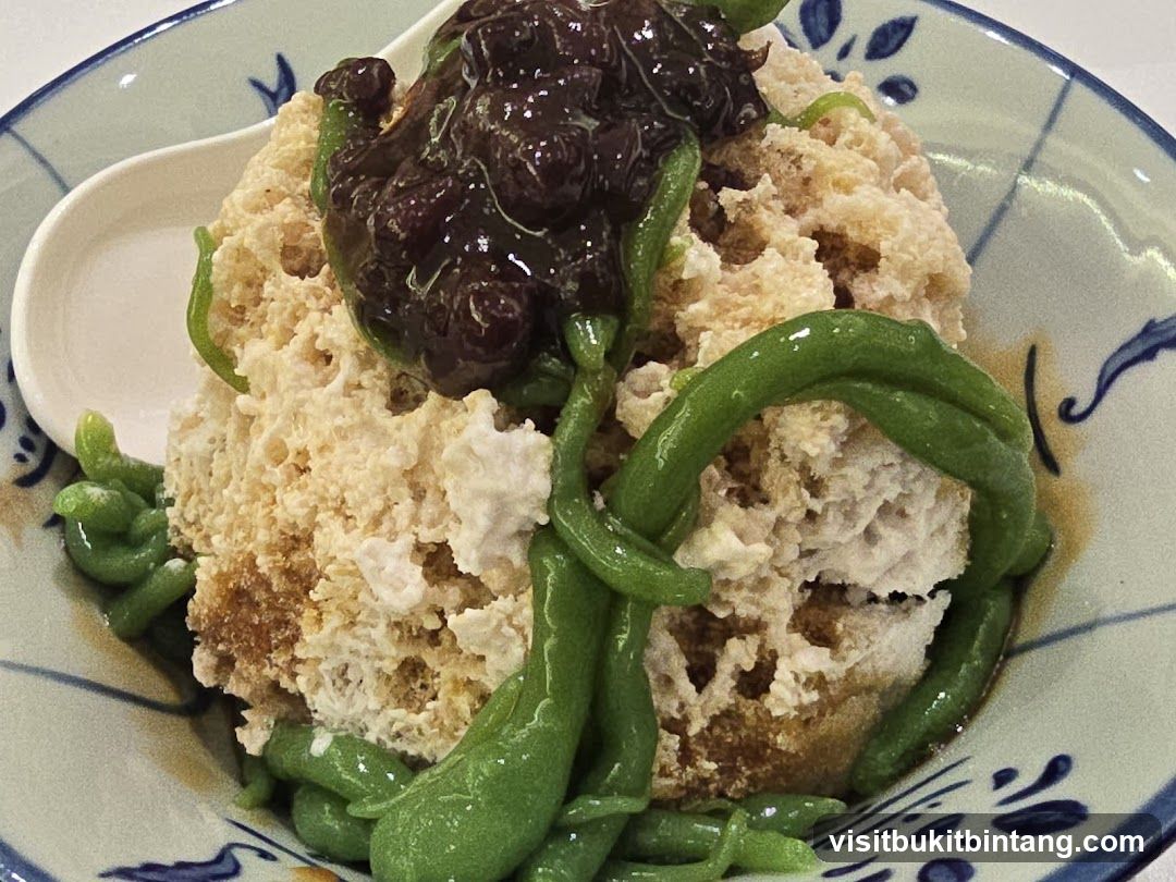 Dessert with Shaved Ice and Green Jelly