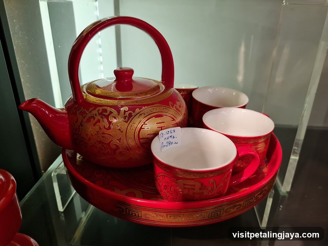 Red Tea Set Display