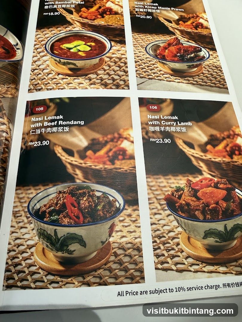 Nasi Lemak Menu