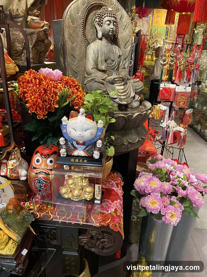 Buddha Statue and Decorative Items Display