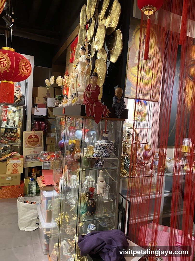 Interior of a shop with religious and decorative items