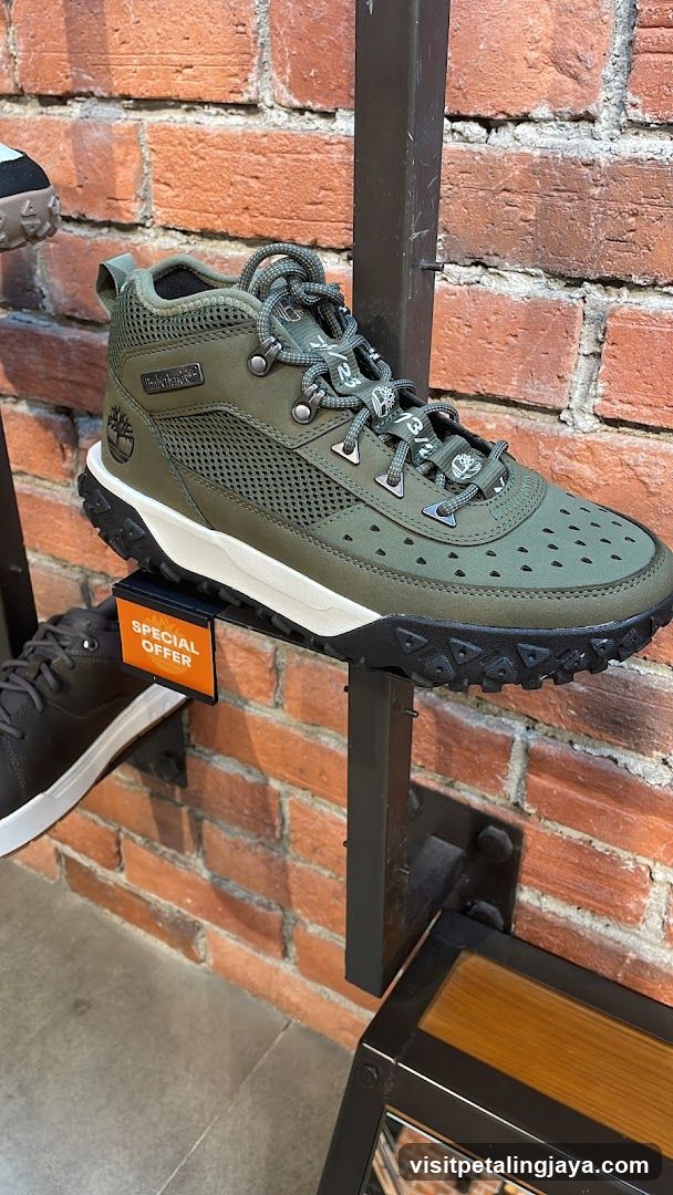 Green Timberland Boot Display