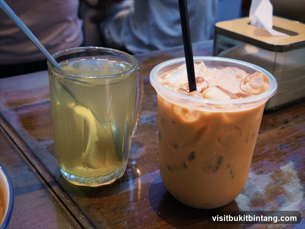 Two drinks on a table