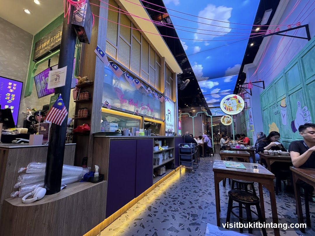 Restaurant Interior with Malaysian Flags