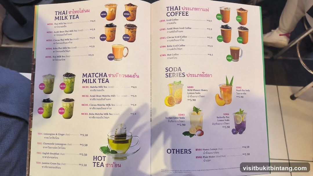 Thai Milk Tea, Matcha Milk Tea, Thai Coffee, Soda Series, Hot Tea, Others