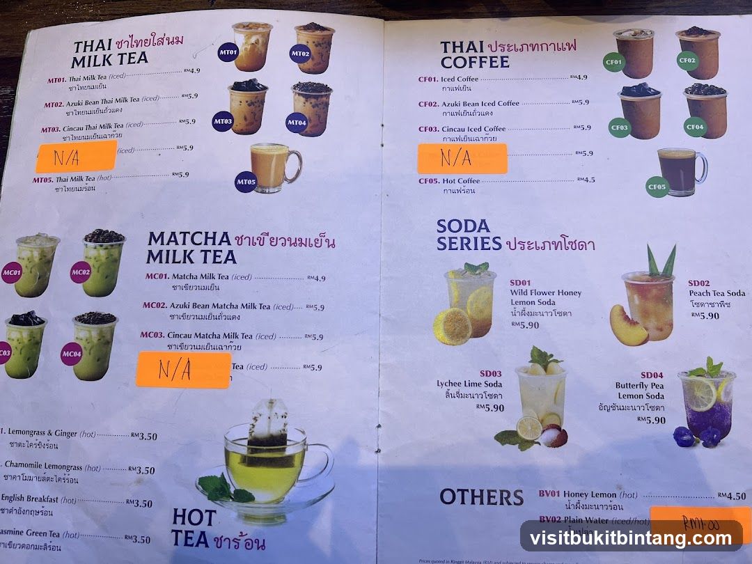 Thai Milk Tea, Matcha Milk Tea, Thai Coffee, Soda Series, Others