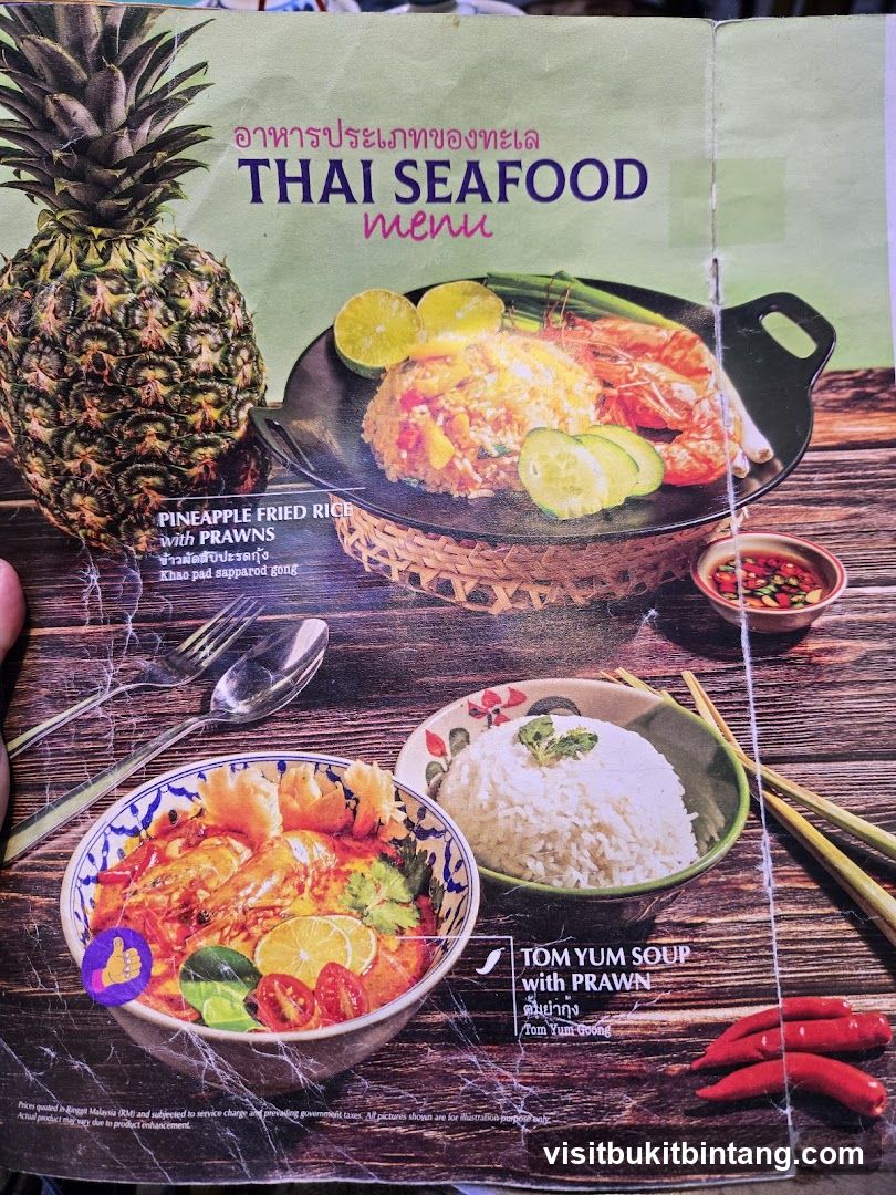 THAI SEAFOOD menu