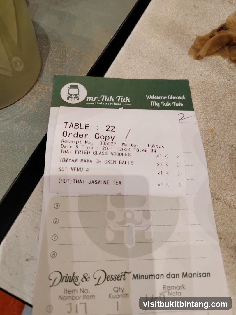Restaurant Receipt