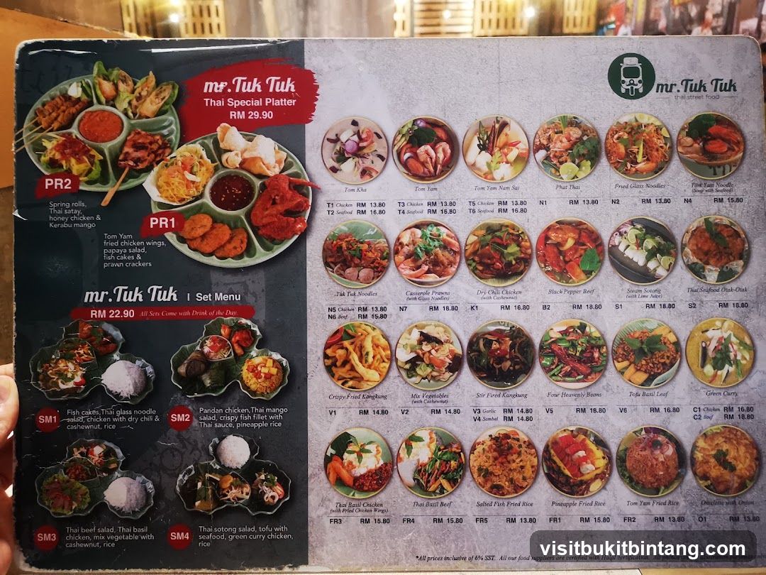 mr. Tuk Tuk Menu