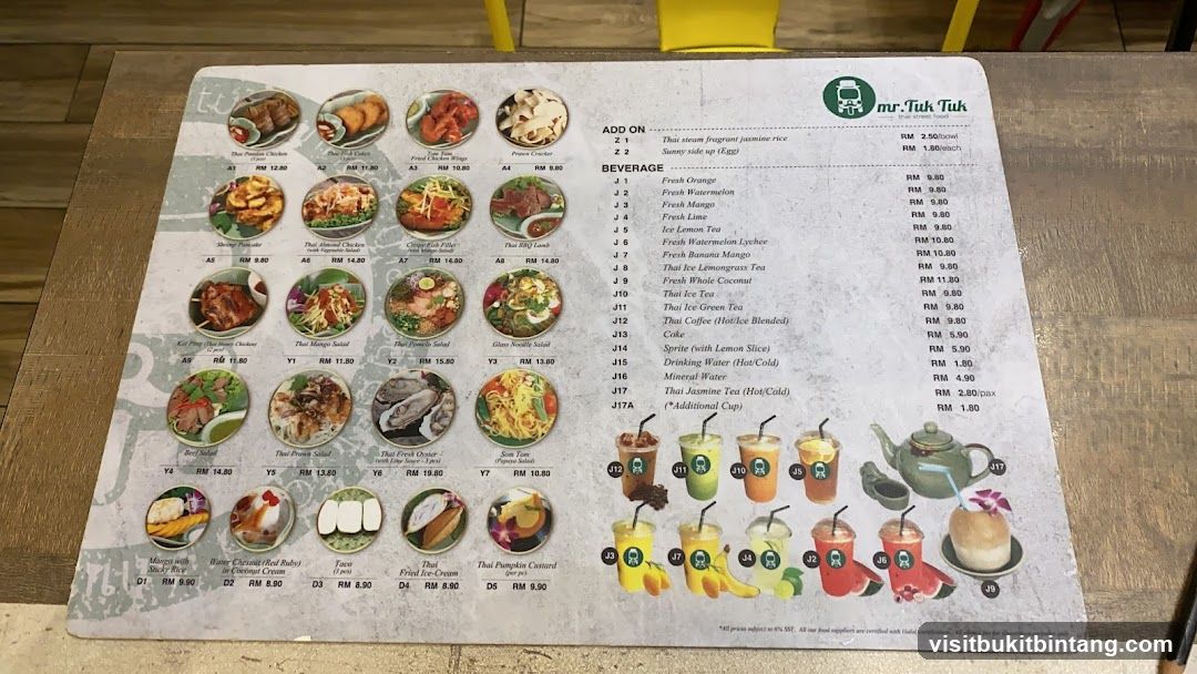 mr. Tuk Tuk Menu