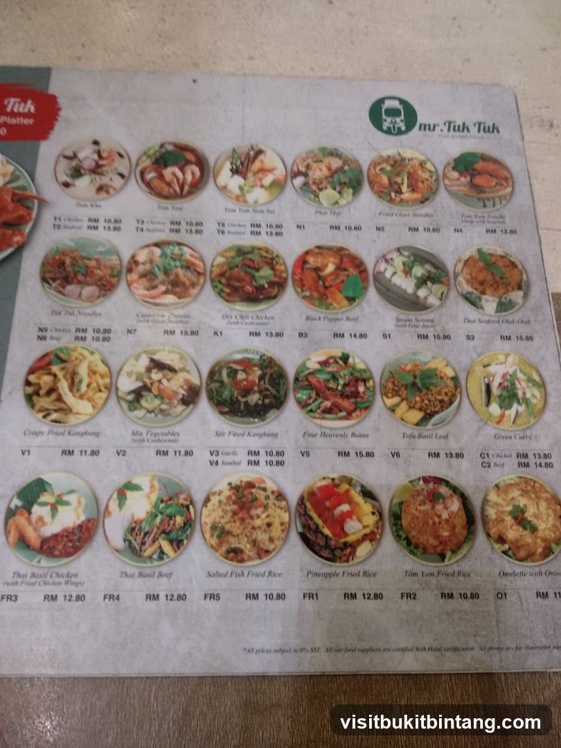 mr. Tuk Tuk Menu