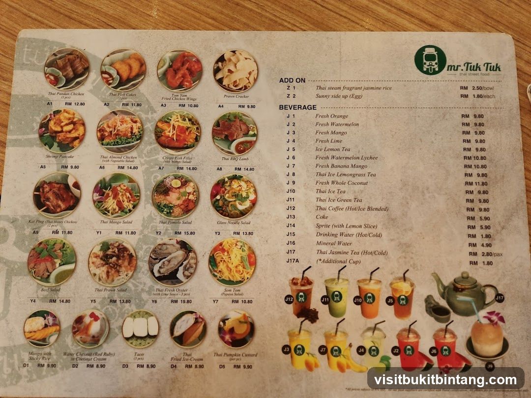 mr. Tuk Tuk Menu
