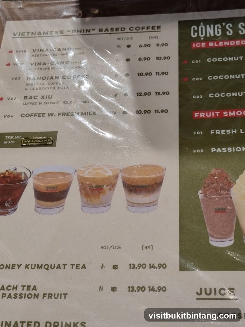 Cong's Vietnamese Coffee Menu