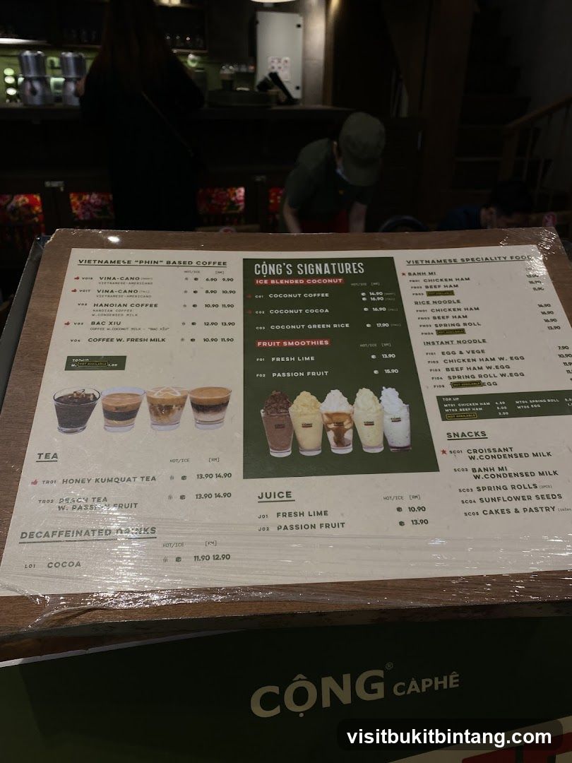 Cong Caphe Menu