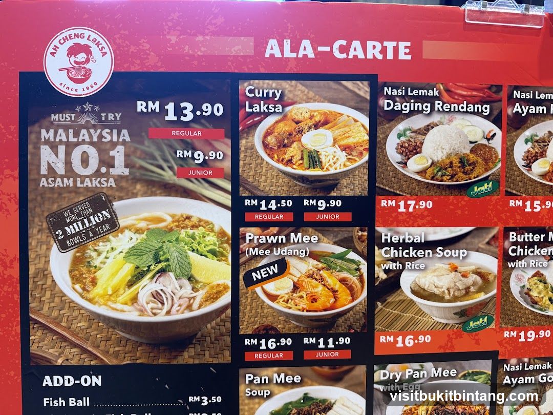 Ah Cheng Laksa Ala-Carte Menu