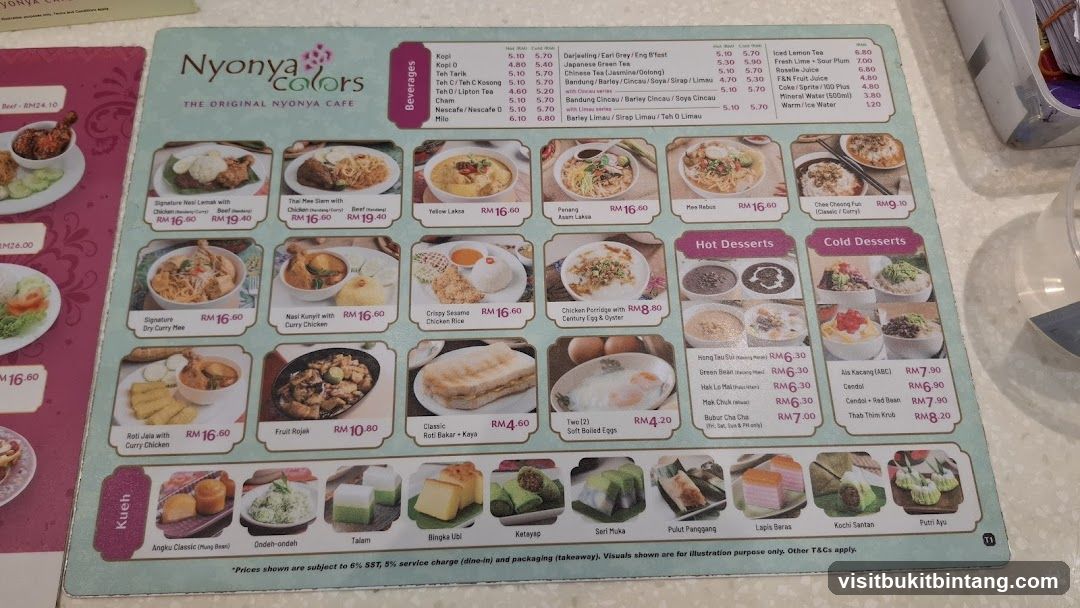 Nyonya Colors Menu