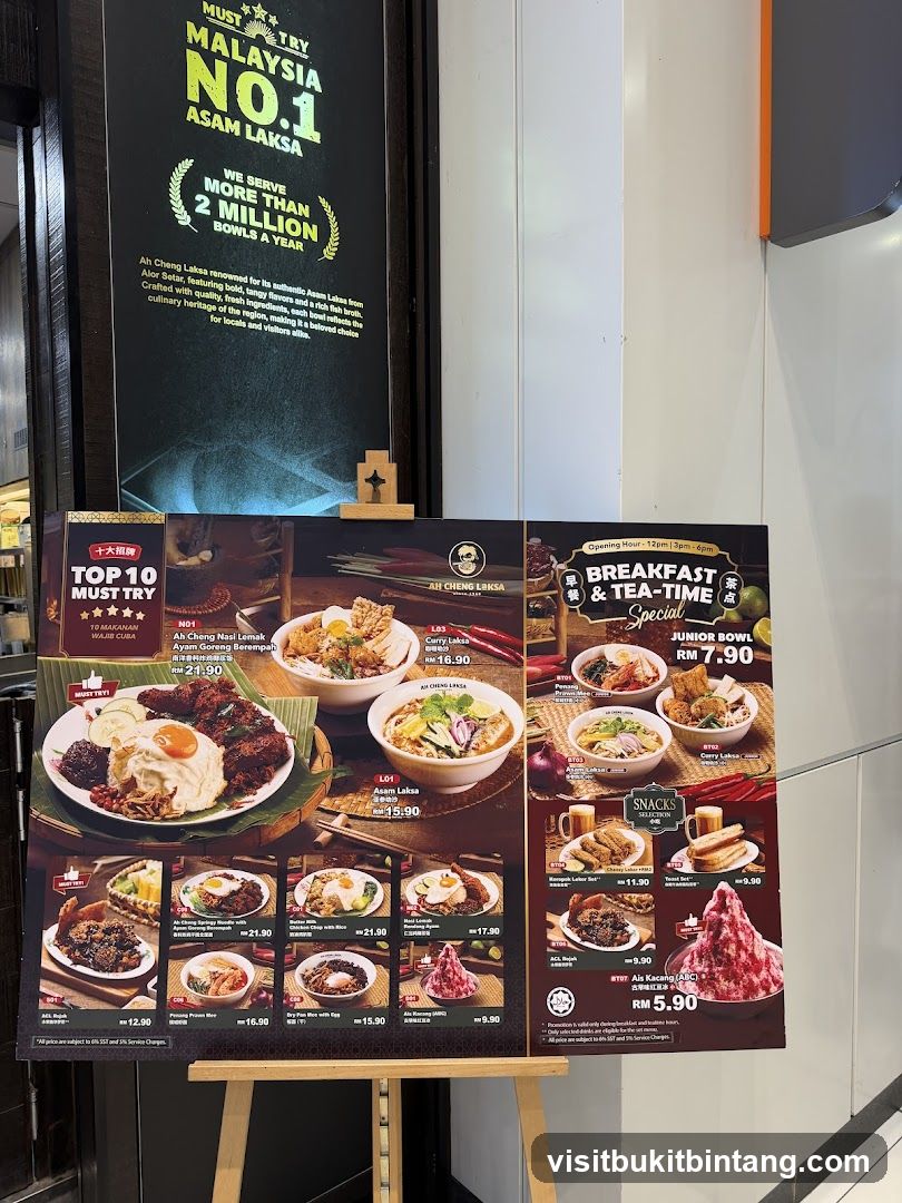 Menu Board for Ah Cheng Laksa
