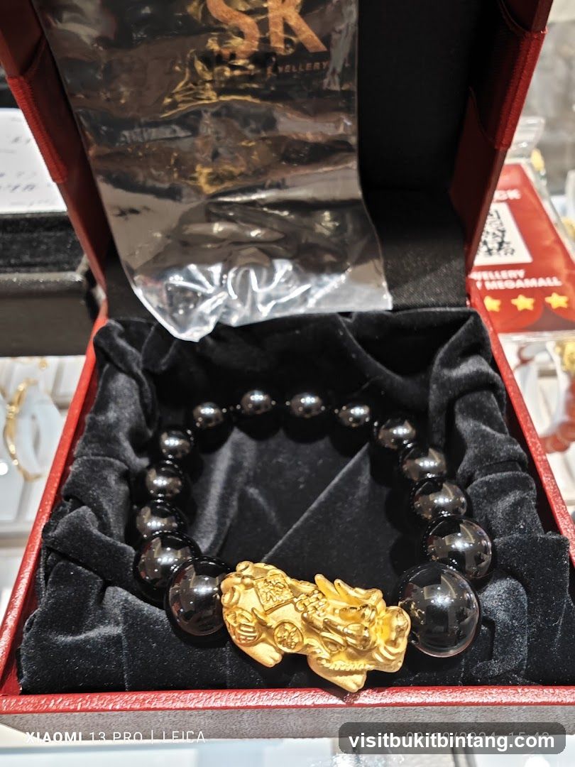 Gold and Black Beaded Bracelet