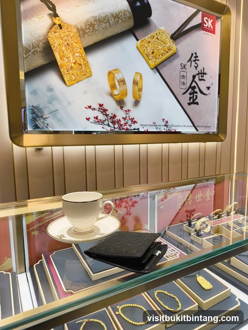 Jewelry Display with Tea Cup and Wallet