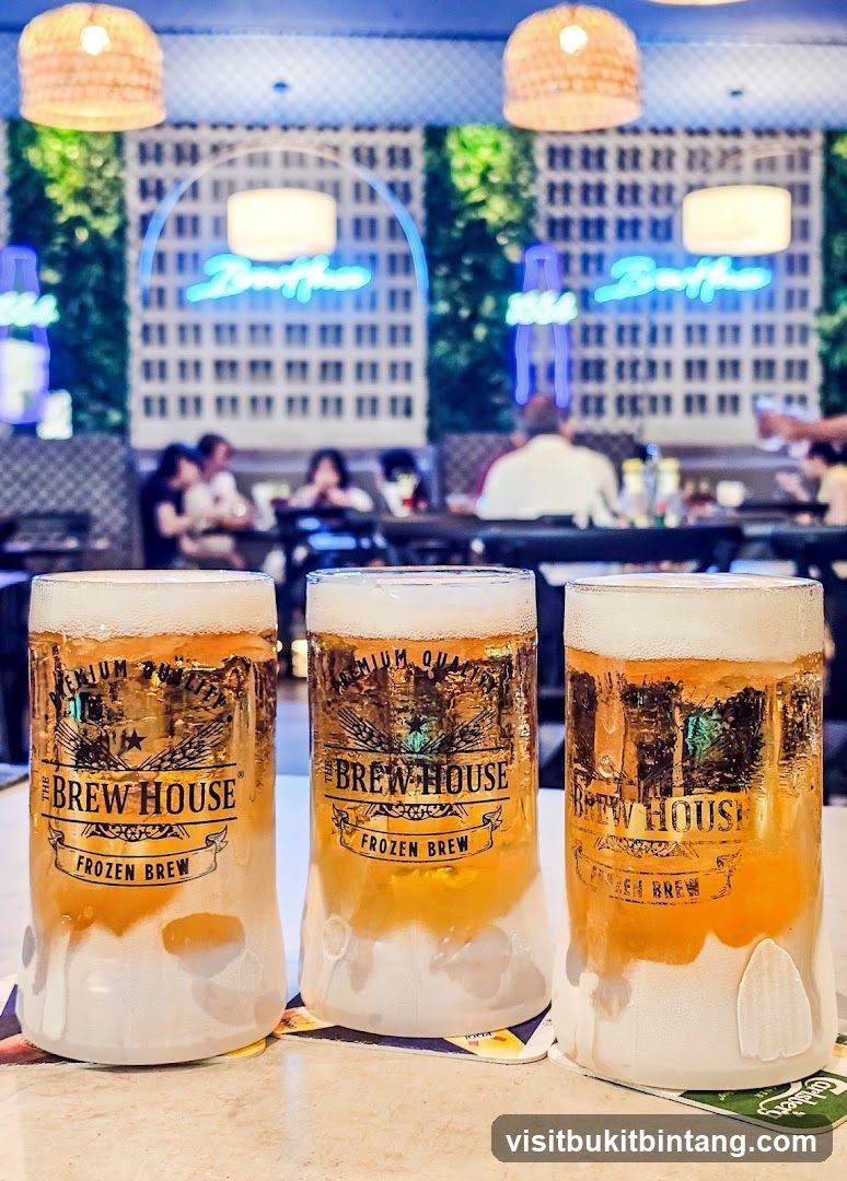 Three glasses of frozen beer
