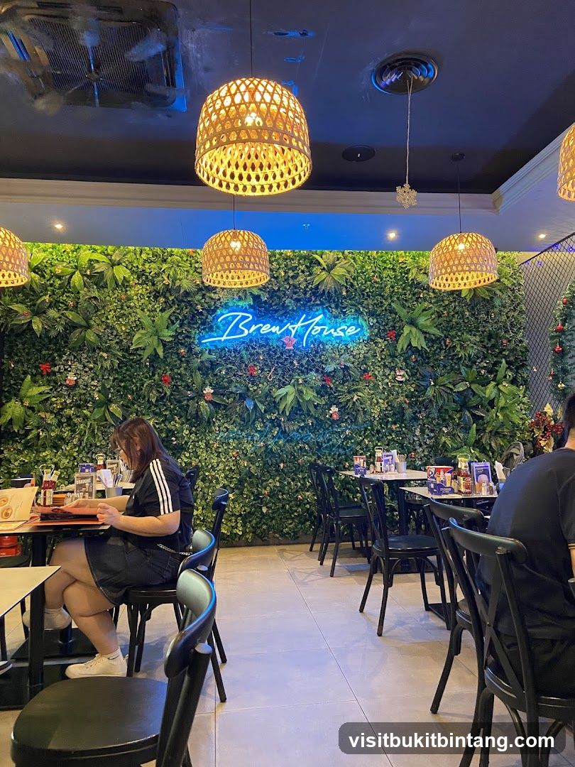 Restaurant Interior with Green Wall