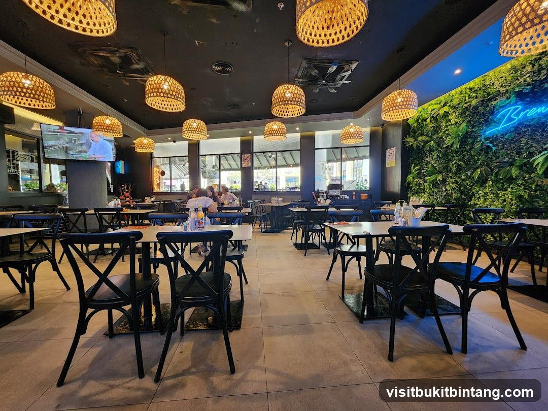Restaurant Interior with Green Wall