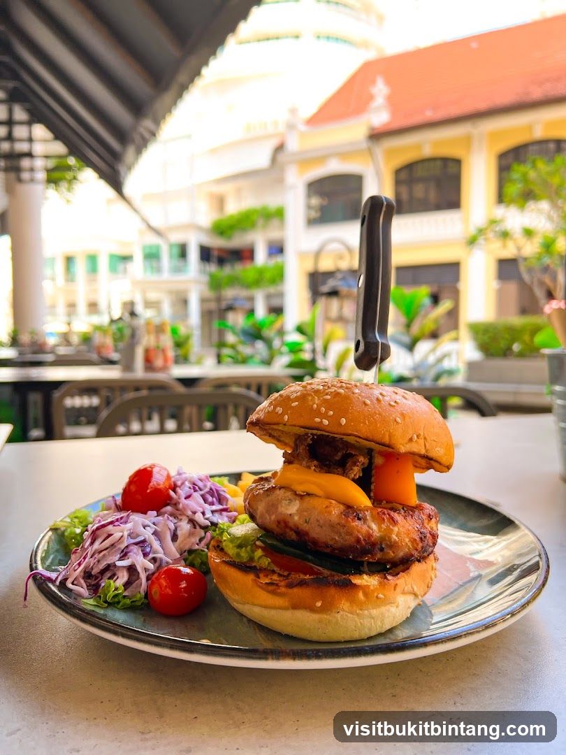 Burger with Coleslaw and Tomatoes