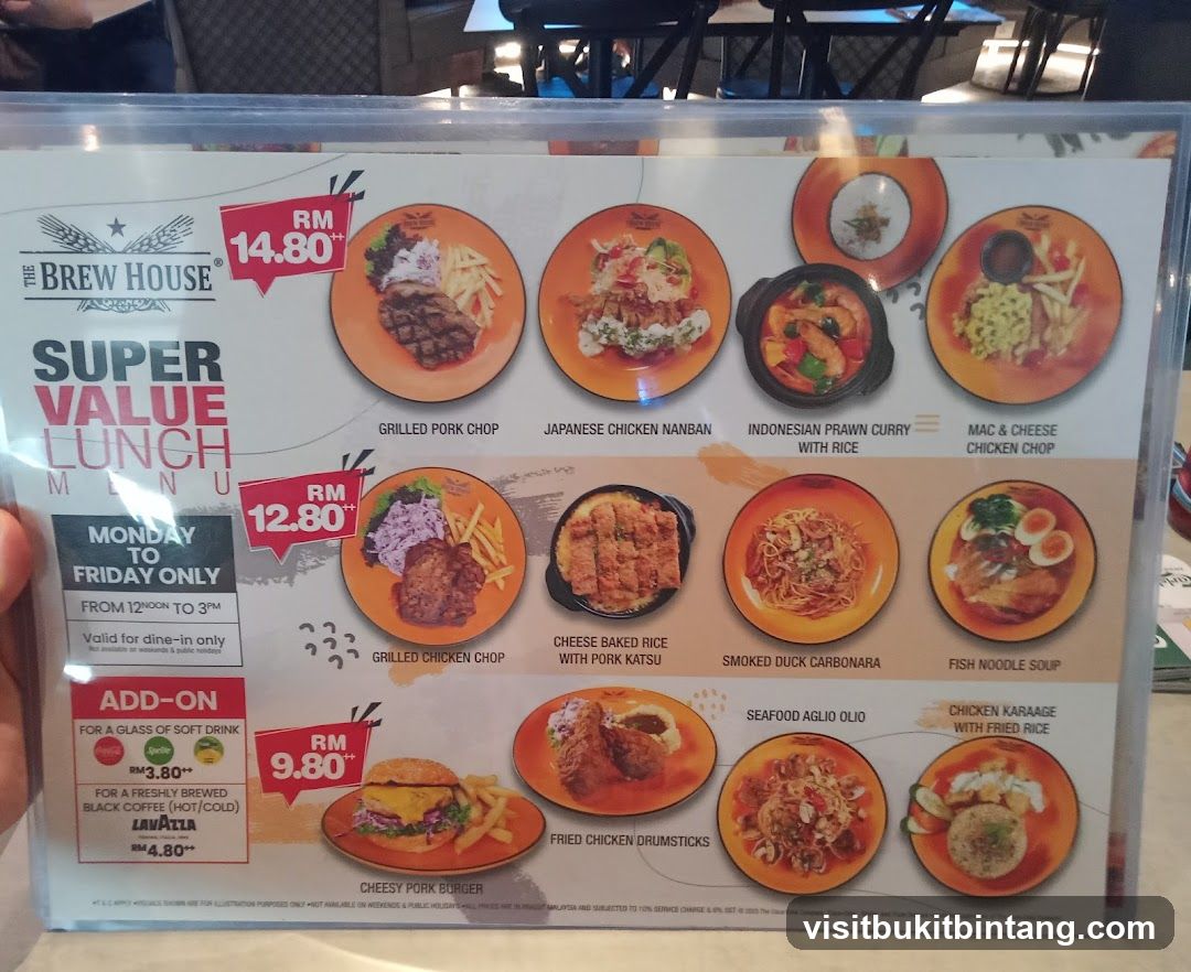 The Brew House Super Value Lunch Menu