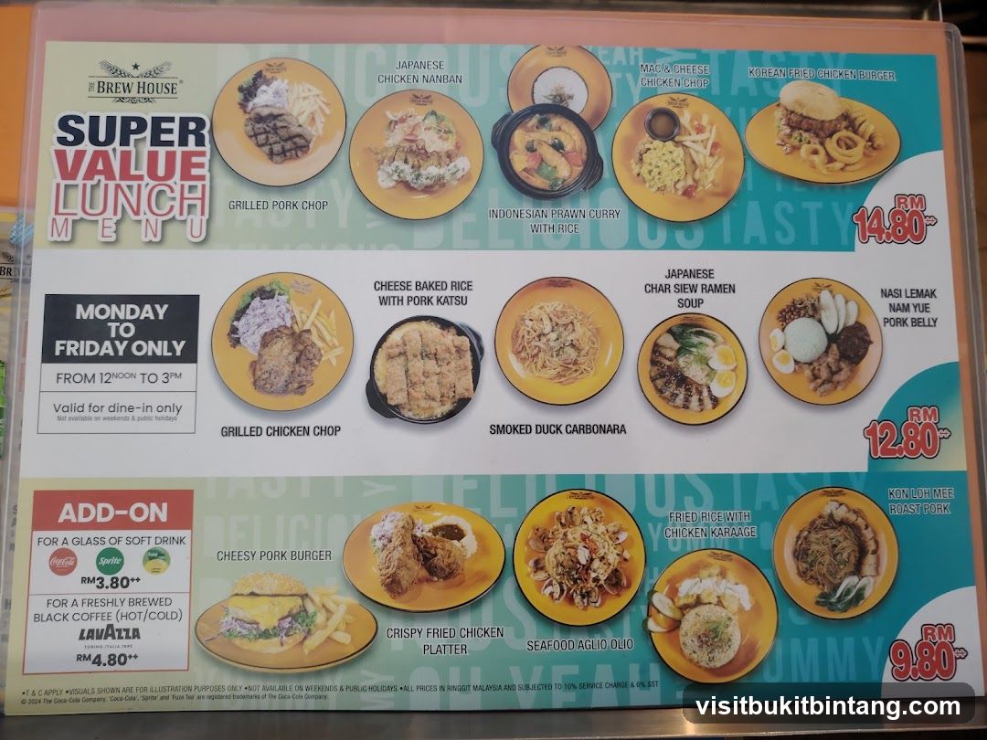 The Brew House Super Value Lunch Menu