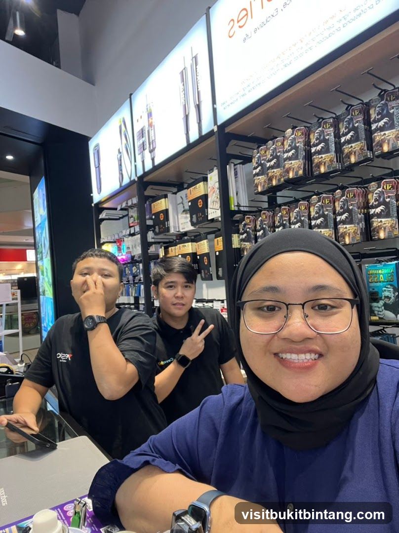 Three people in a store