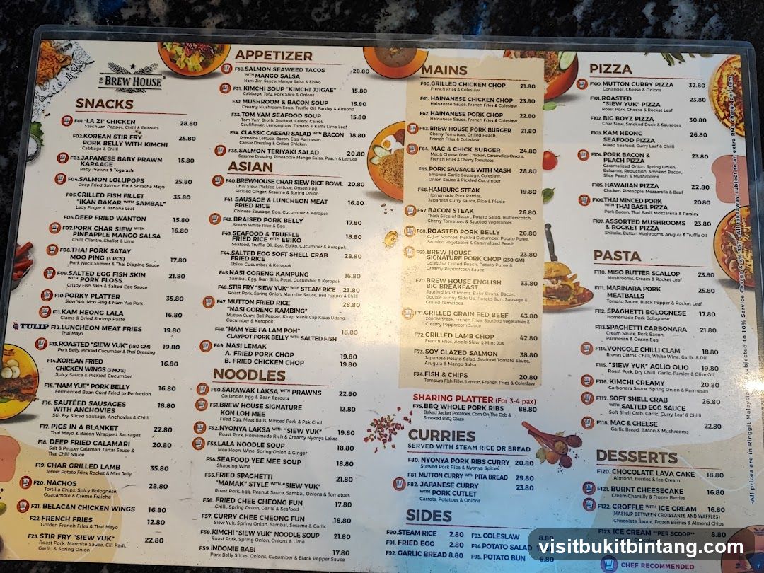 The Brew House Menu
